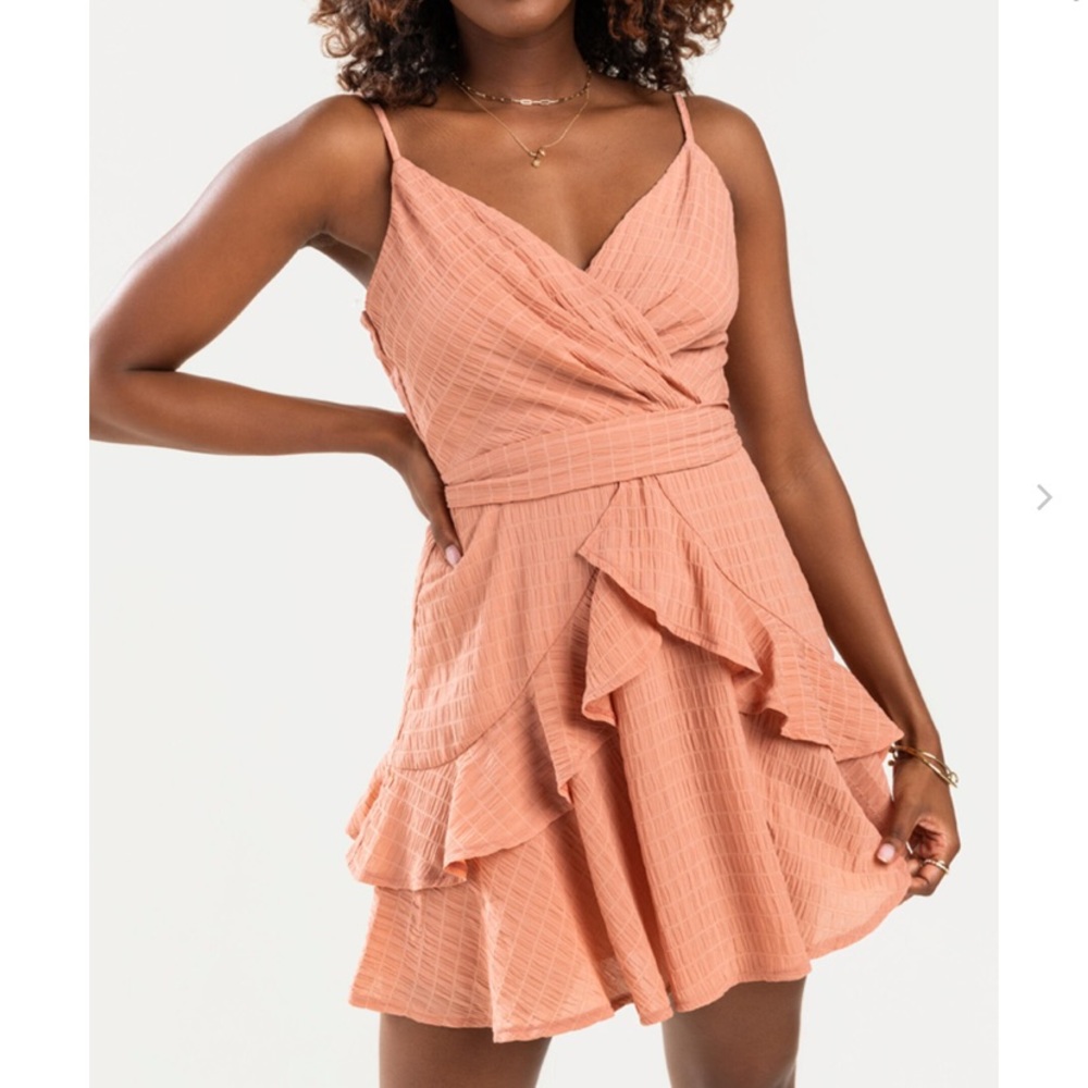 Francesca’s Pink Lucia Ruffled Tiered Mini Dress